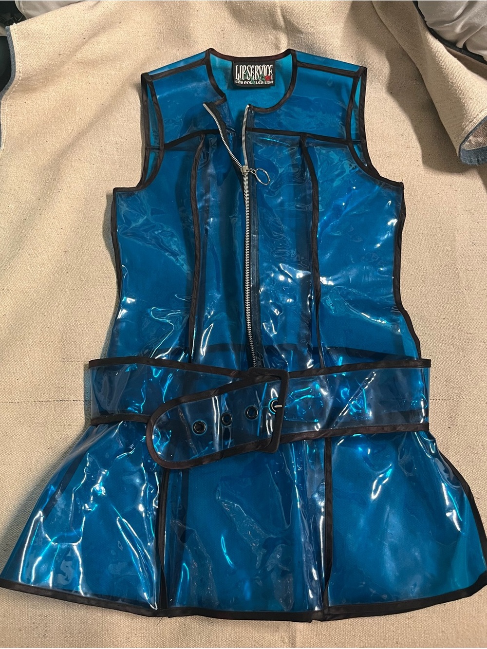 LIP SERVICE Drastik Plastik Blue/Black PVC Futuristic dress  Size S/M